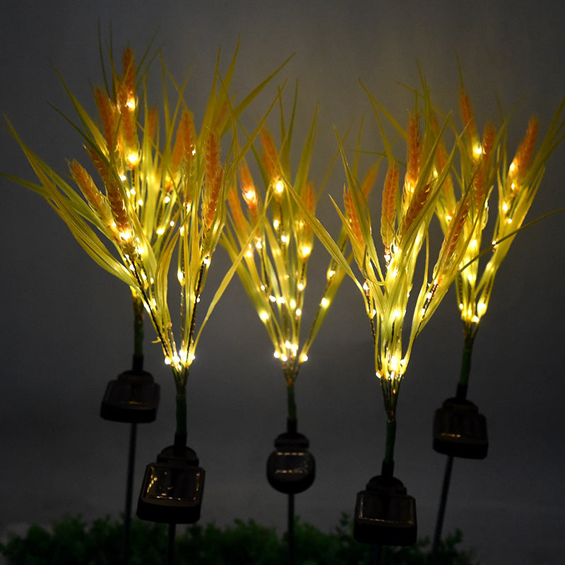 Yellow Wheat LED Lawn Lighting Decorative Plastic Solar Stake Light for Courtyard