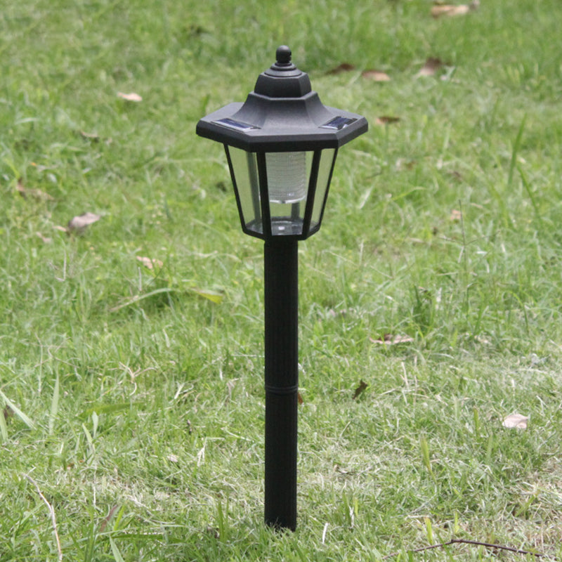 Hexagonal Plastic Solar Lawn Lighting Artistic Black LED Mosquito Repellent Light for Pathway