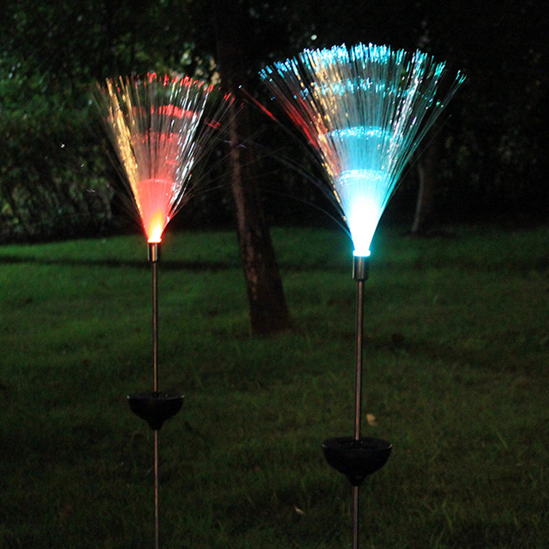 White Optical Fiber Solar Ground Light Art Decor Plastic LED Stake Lighting for Pathway