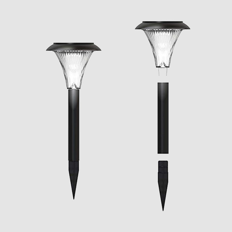 Conical Solar Ground Light Decorative Plastic Courtyard LED Stake Lighting, Black