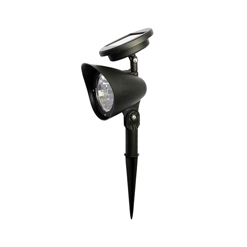 Tapered Shape Plastic LED Stake Spotlight Modern Black Solar Lawn Lighting for Backyard