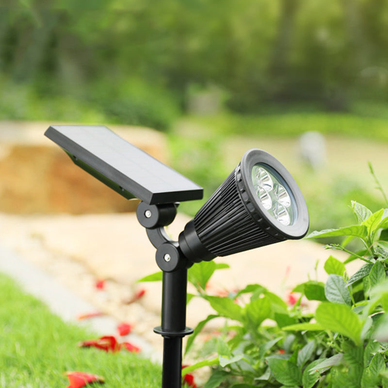 Black Conical Shaped Solar Ground Light Art Decor Plastic LED Stake Spotlighting for Pathway