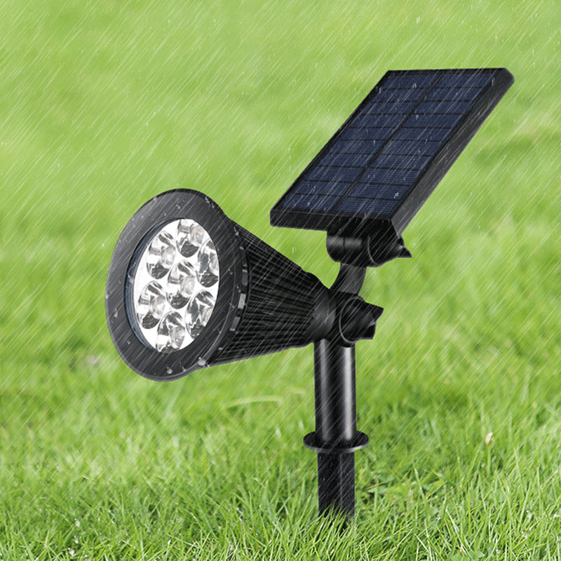 Black Conical Shaped Solar Ground Light Art Decor Plastic LED Stake Spotlighting for Pathway