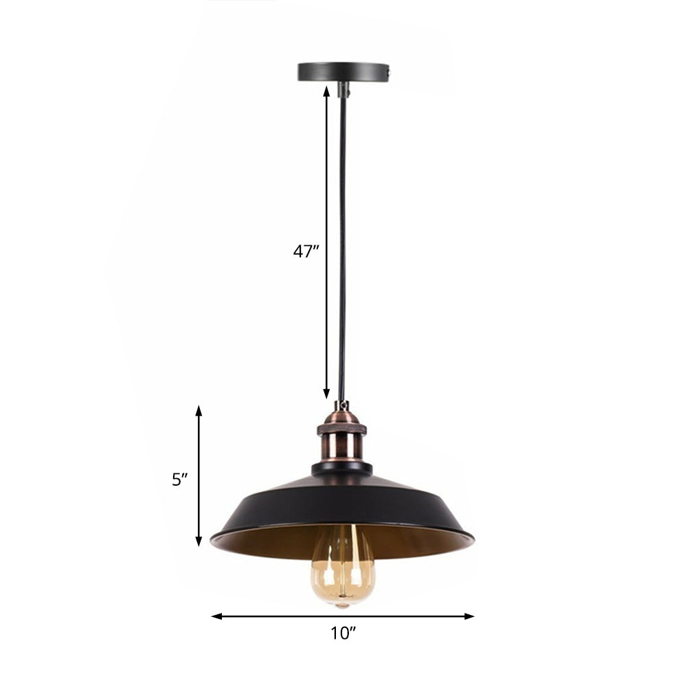 Barn Shade Metal suspension suspendue Vintage 1 Bulbe Bakery Lightture en noir