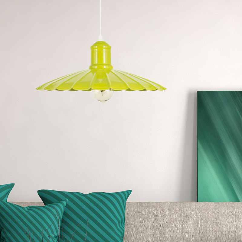 Sempalloped Metal Metal Hanging Lightture Retro 1 HEAD CHAMBRE PENDANT LAMPE en rouge / jaune / vert