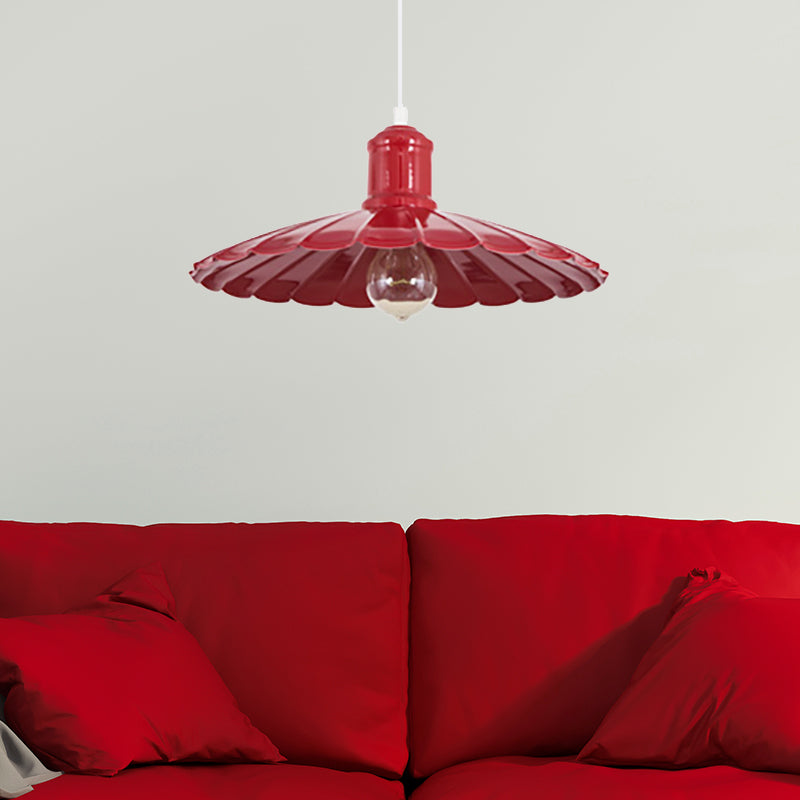 Geschulpte schaduw metalen hangende lichtbeveiliging retro 1 hoofd slaapkamer hanger lamp in rood/geel/groen