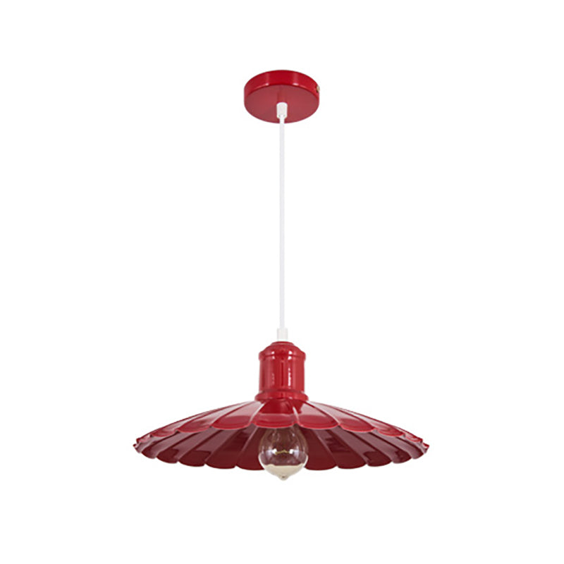 Geschulpte schaduw metalen hangende lichtbeveiliging retro 1 hoofd slaapkamer hanger lamp in rood/geel/groen