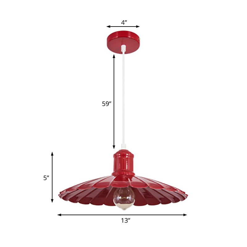 Geschulpte schaduw metalen hangende lichtbeveiliging retro 1 hoofd slaapkamer hanger lamp in rood/geel/groen