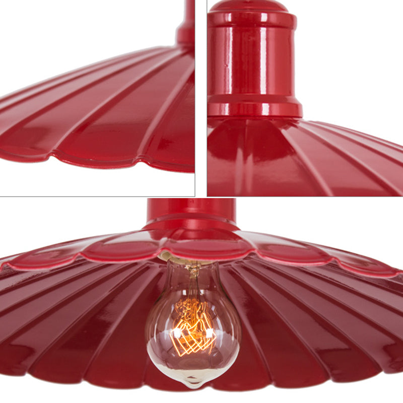 Geschulpte schaduw metalen hangende lichtbeveiliging retro 1 hoofd slaapkamer hanger lamp in rood/geel/groen