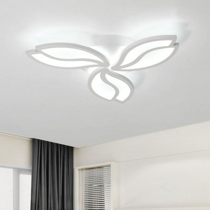 Acryl blad semi -flush licht artistieke witte led spoelplafondlamp voor woonkamer voor woonkamer