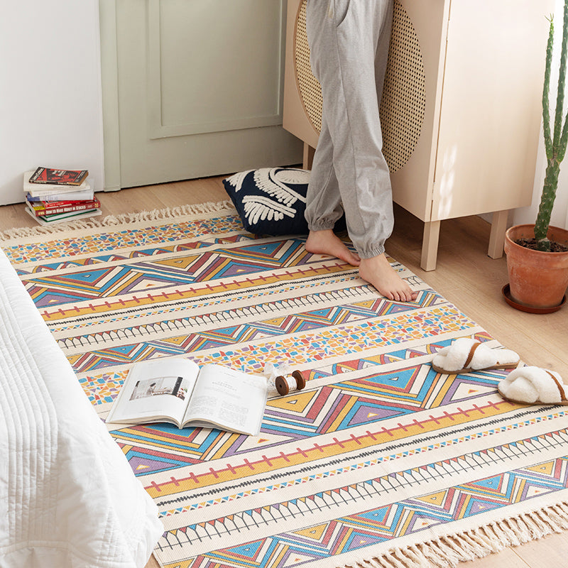 Boho Chic Flower Area Rug veelkleurig katoenen tapijt wasbaar vloerkleed voor de woonkamer