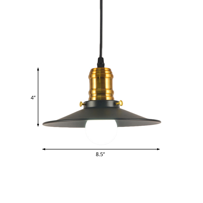 8.5"/10" Wide Saucer Living Room Light Fixture Industrial Wrought Iron 1-Light Black Hanging Pendant Light