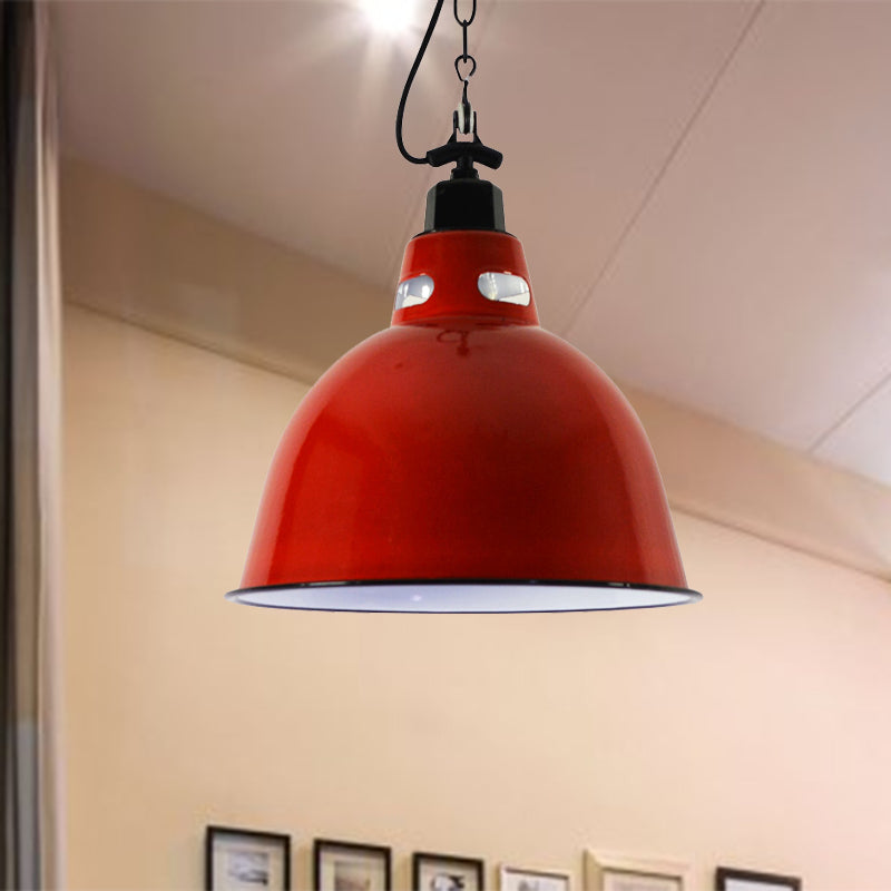 Lámpara colgante de restaurante Dome Shade Metal industrial de 1 luces Rojo Luz colgante con alambre y cadena