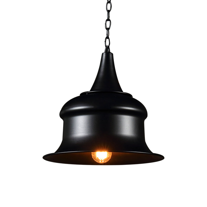 Black / Red / Jaune Single Pendant Light Vintage Metal Bell Forme suspendue Lumière pour le salon