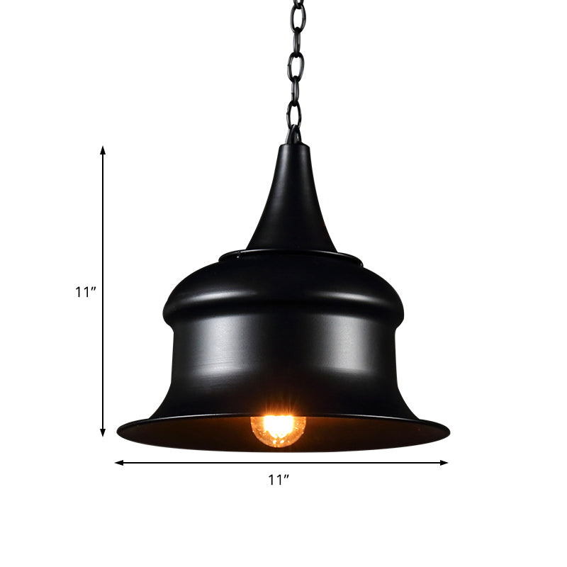 Black / Red / Jaune Single Pendant Light Vintage Metal Bell Forme suspendue Lumière pour le salon