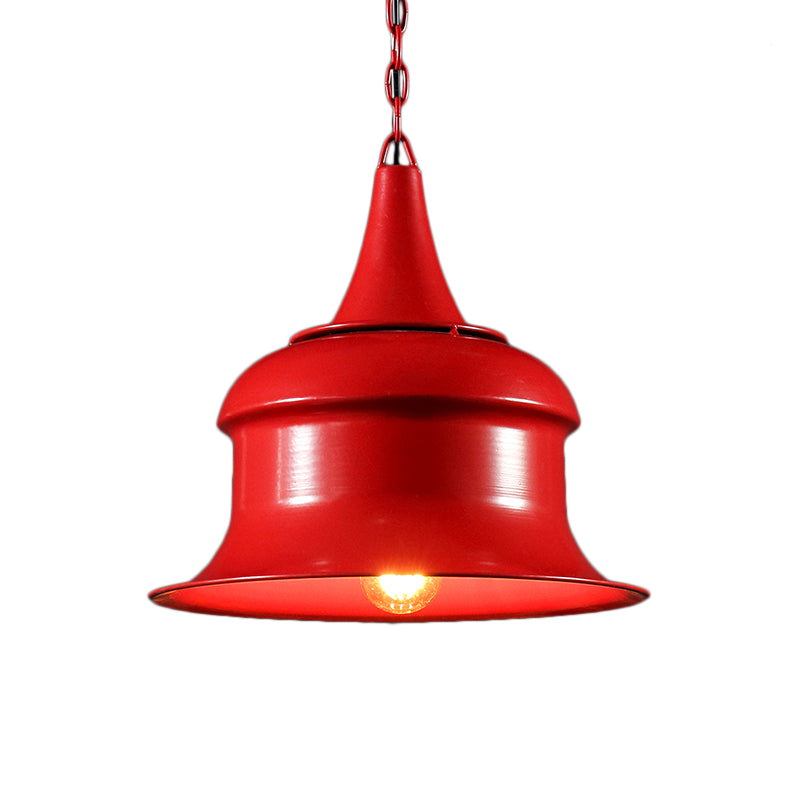 Black/Rojo/Amarillo Single Pendse Luz de metal Vintage Campana de metal Luz colgante de luz para sala de estar