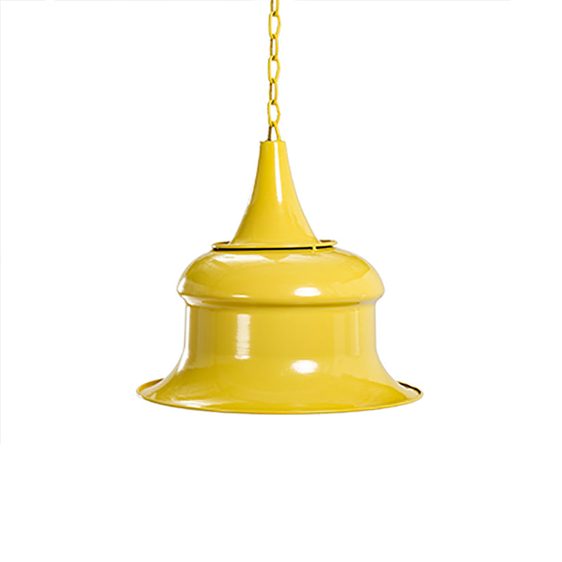 Black/Red/Yellow Single Pendant Light Vintage Metal Bell Shape Hanging Light Fixture for Living Room