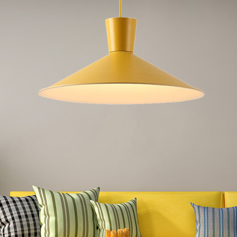 Pink/Yellow/Blue 1 Light Hanging Light Nordic Style Iron Flared Pendant Ceiling Light for Living Room