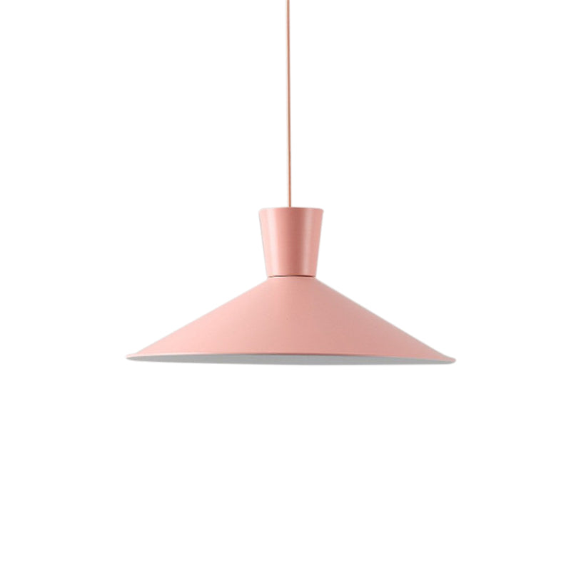 Pink/Yellow/Blue 1 Light Hanging Light Nordic Style Iron Flared Pendant Ceiling Light for Living Room