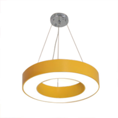 Integrated Led Drum Pendant Light Height Adjustable Metal Hanging Light for Play Room