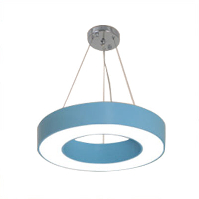 Integrated Led Drum Pendant Light Height Adjustable Metal Hanging Light for Play Room