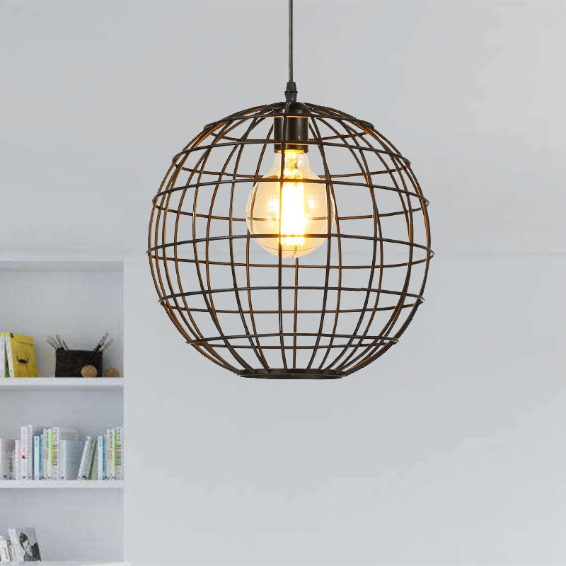 1 Light Hanging Ceiling Light with Globe Shade Metal Industrial Living Room Pendant Lighting