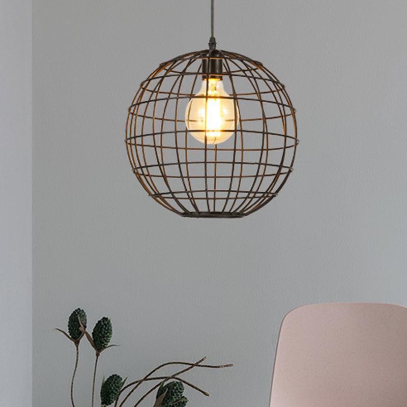 1 Light Hanging Ceiling Light with Globe Shade Metal Industrial Living Room Pendant Lighting