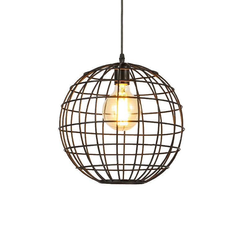 1 Light Hanging Ceiling Light with Globe Shade Metal Industrial Living Room Pendant Lighting