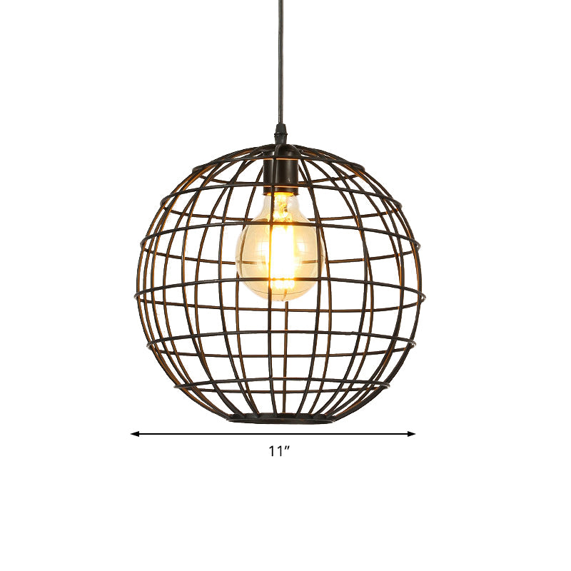 1 hängende Deckenlicht mit Globe Shade Metal Industrial Wohnzimmer Anhänger Beleuchtung