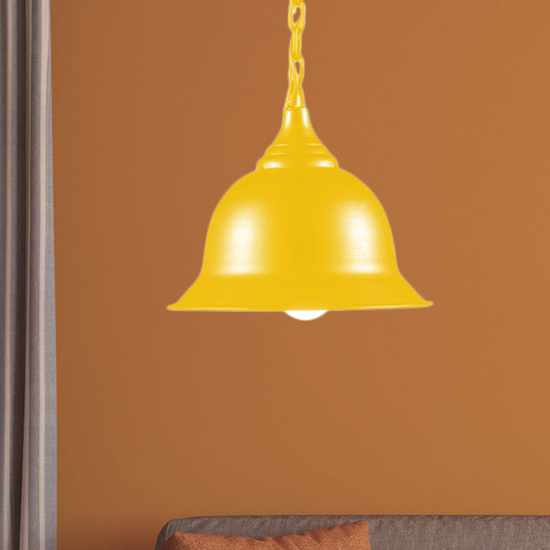 1 Apparecchio di illuminazione a sospensione a cupola leggera industriale nero/rosso/giallo a sospensione del soffitto per soggiorno