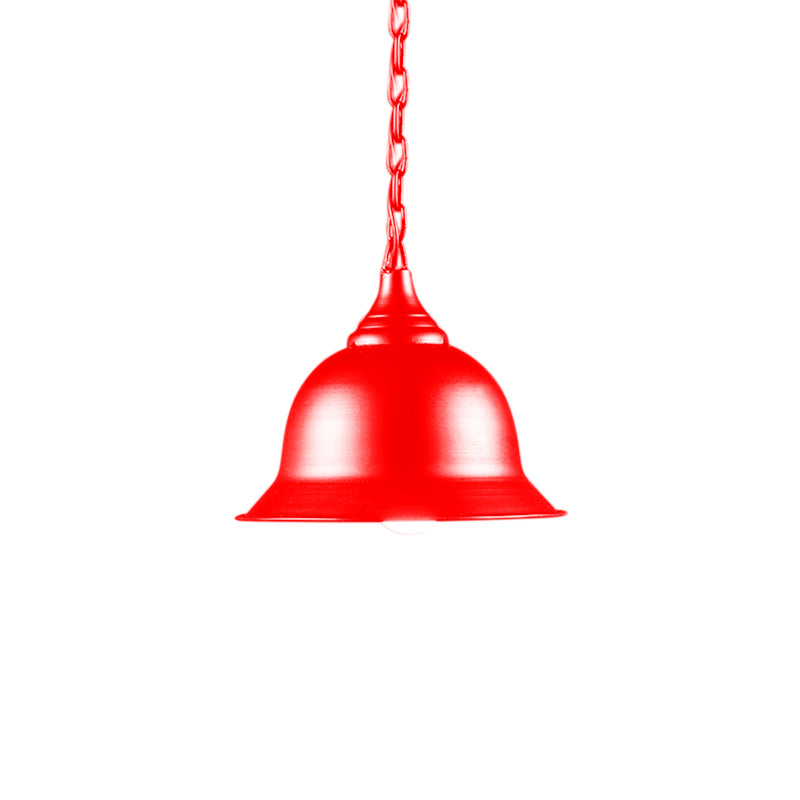 1 Light Dome Pendant Lighting Fixture Industrial Black/Red/Yellow Metal Hanging Ceiling Light for Living Room