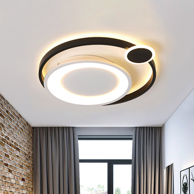 15 "/18" /21.5 " Wide Orbit Ceiling Mounted Befestigung Nordic Metal Black/White LED Flush Mount Light in Warm/White