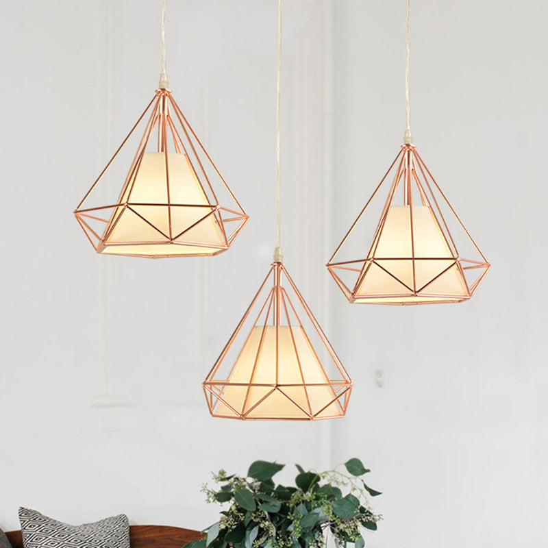 3-Bulb-Multi-Decken-Leicht-Vintage-Eisen-Eisenhängellicht in Gold für Esszimmer