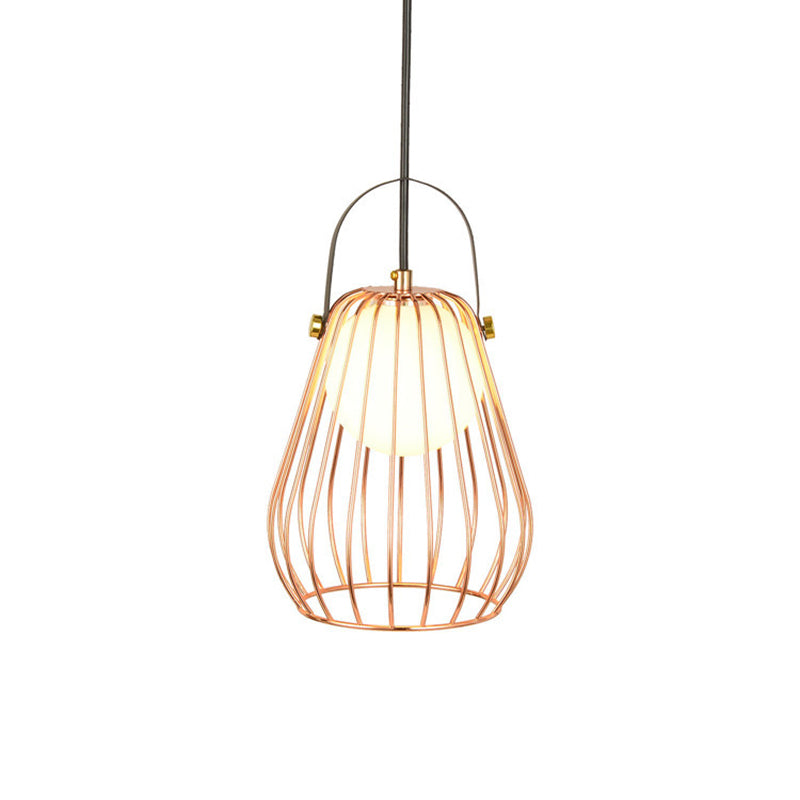 Industrial Pear-Shaped Ceiling Light Single Iron Hanging Pendant Light for Bedroom