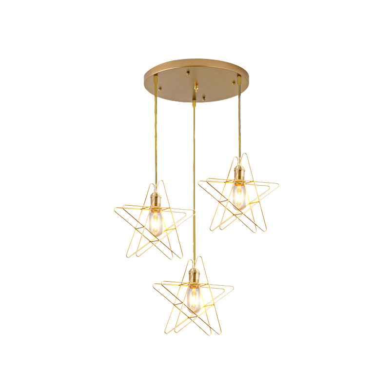 Gold Star Cage multi plafondlamp eenvoud metalen 3 bollen eetkamer hangend licht