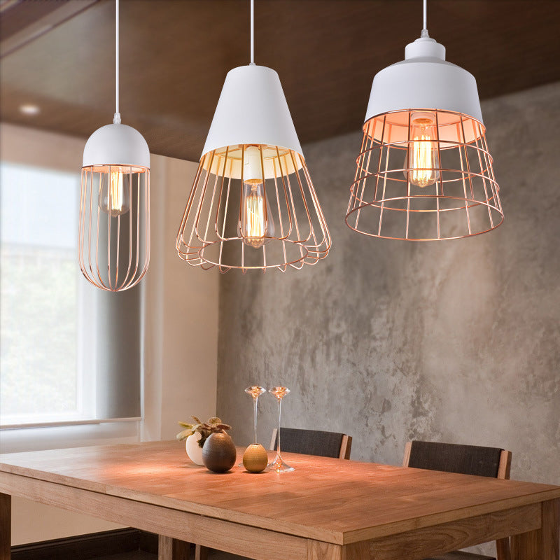 Geometric Shaped Metal Hanging Light Nordic Style Restaurant Pendant Light Fixture