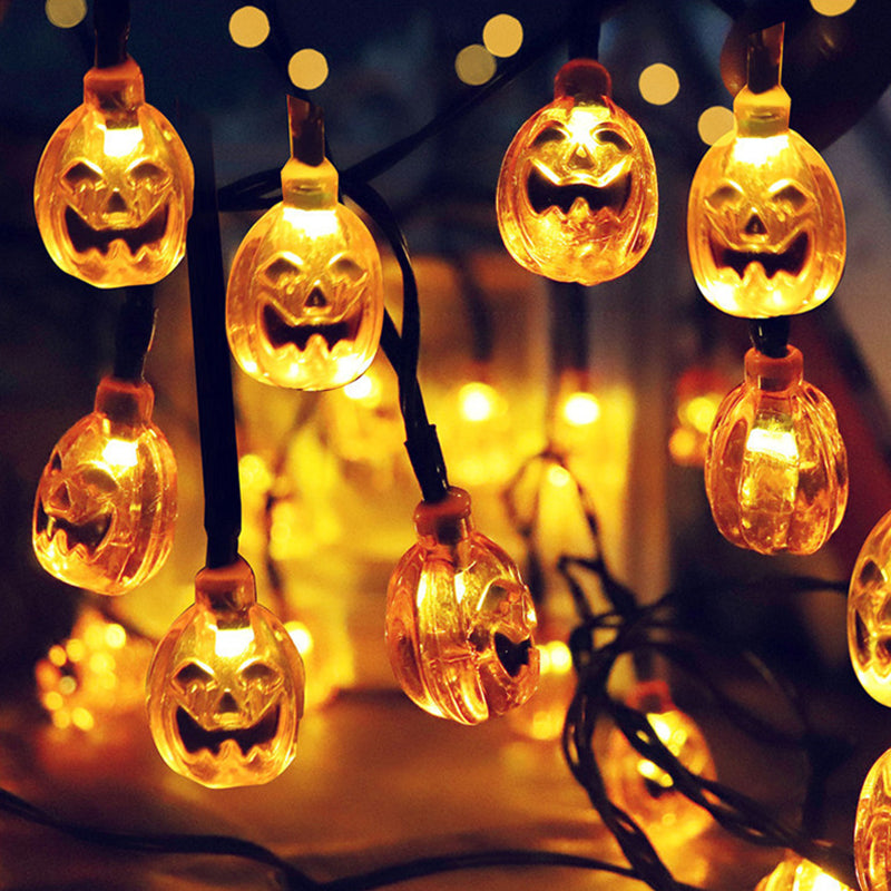 Orange Pumpkin Solar LED Light Decorative Plastic Halloween String Light for Garden