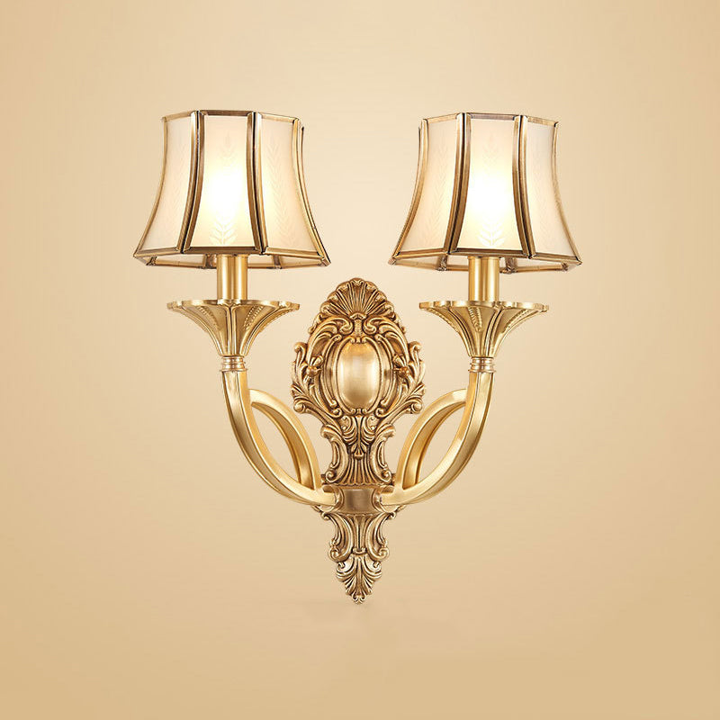 Taps vormig gevormd glas met patroon kroonluchter verlichting klassieke woonkamer hanglamp in goud