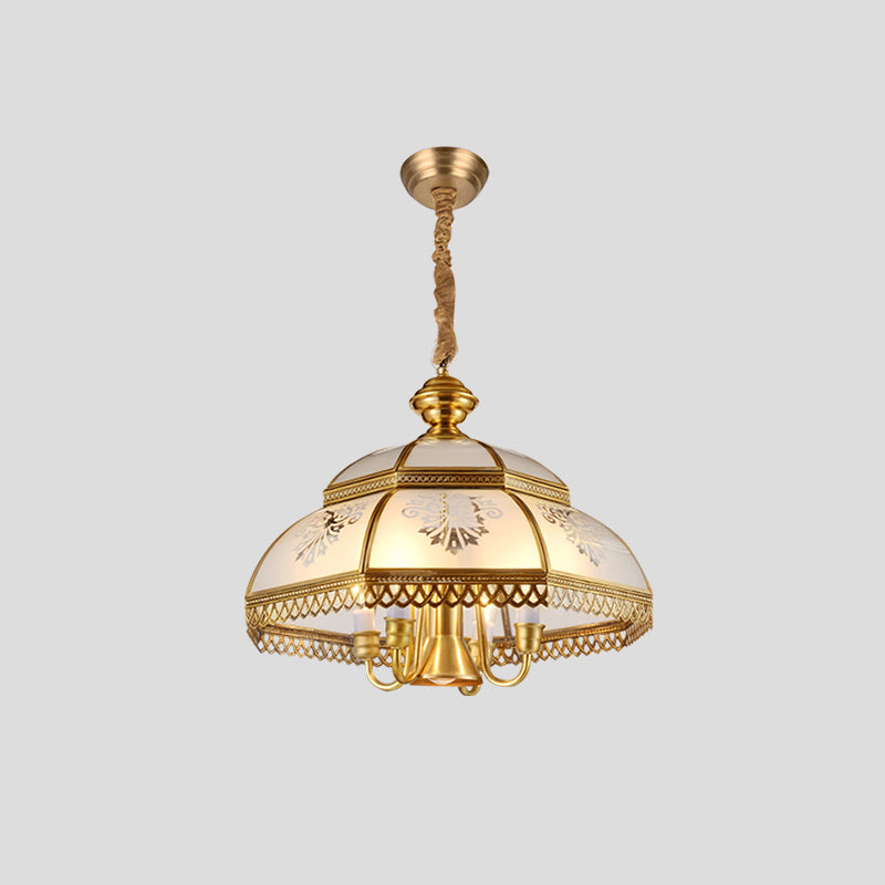 Nickel Geometric en forme de lustre pendentif Light Classic Grosted Glass Dining Room Hanging Light