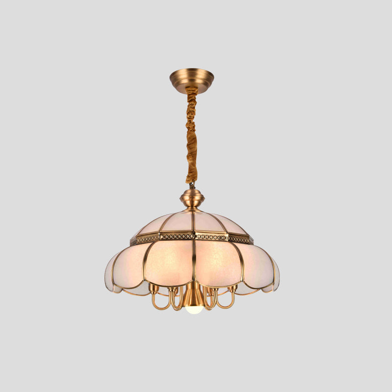 Nickel Geometric en forme de lustre pendentif Light Classic Grosted Glass Dining Room Hanging Light