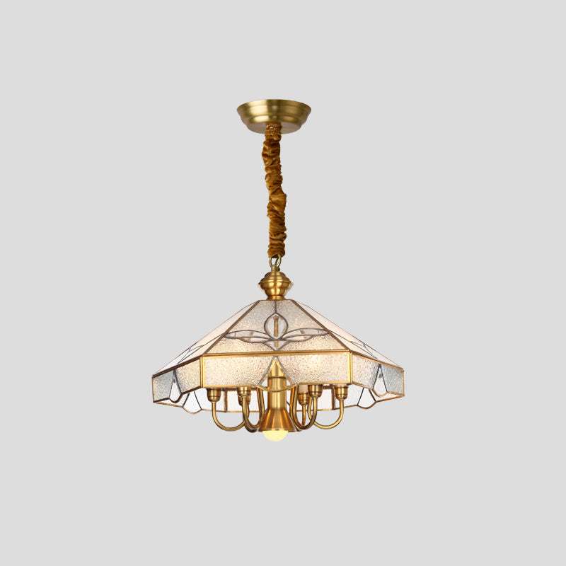 Nikkel geometrisch gevormde kroonluchter hanglamp Classic Frosted Glass Dining Room Hanging Light