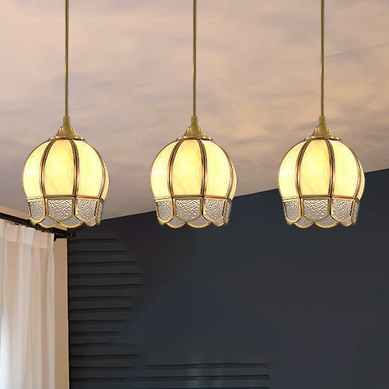3 têtes en forme de dôme multi-plafond lampe simplicité en verre d'onde