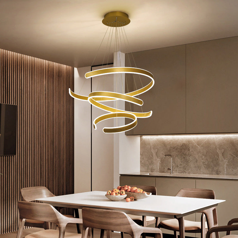 Artistic Curved Shaped LED Suspension Light Aluminum Living Room Chandelier Light