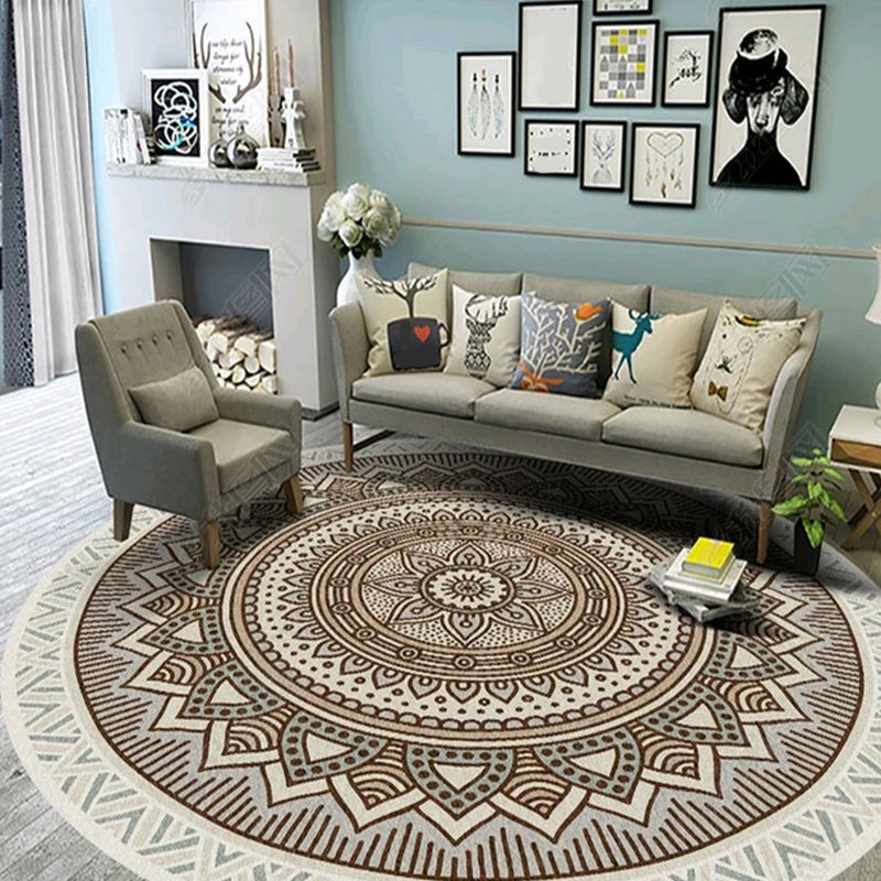 Ethnic Multi Color Floral Rug Synthetics Persian Carpet Anti-Slip Backing Pet Friendly Machine Washable Rug for Great Room