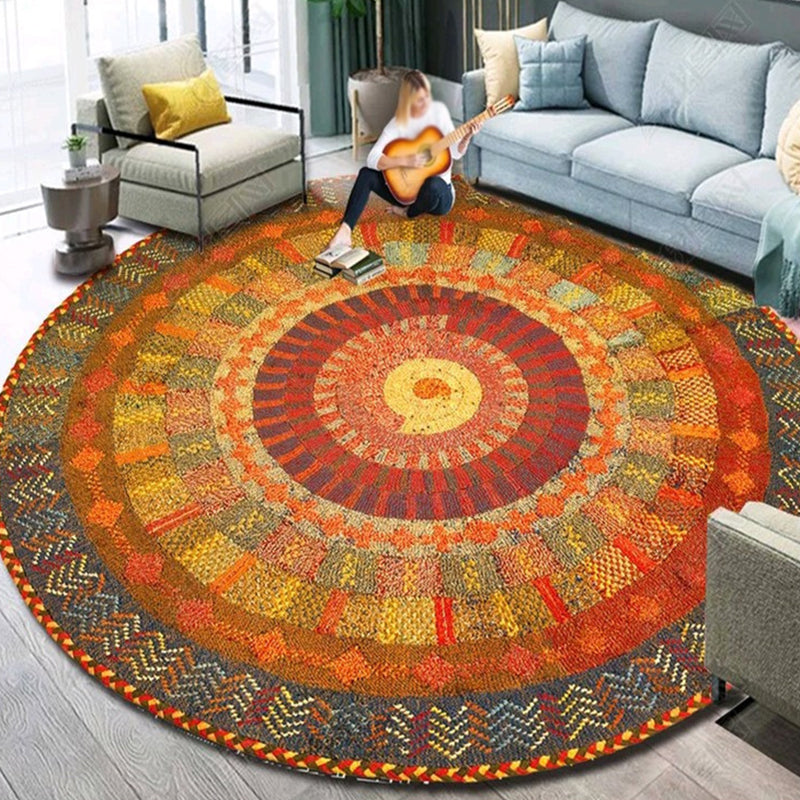 Ethnic Multi Color Floral Rug Synthetics Persian Carpet Anti-Slip Backing Pet Friendly Machine Washable Rug for Great Room