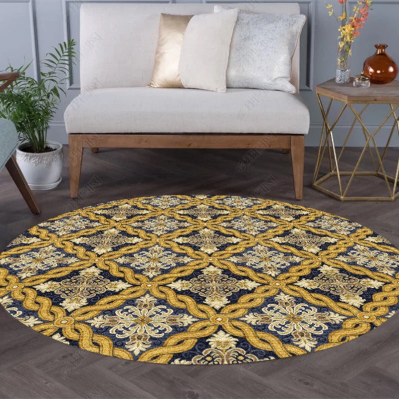 Chic Tribal Patterned Rug Multi Colored Moroccan Rug Polyester Anti-Slip Backing Washable Pet Friendly Carpet for Bedroom