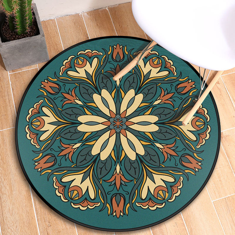 Turkish Blooming Flower Rug Multicolored Polypropylene Rug Machine Washable Pet Friendly Non-Slip Backing Area Rug for Door