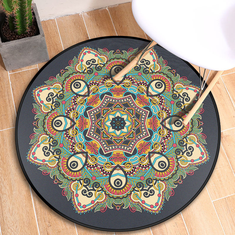 Turkish Blooming Flower Rug Multicolored Polypropylene Rug Machine Washable Pet Friendly Non-Slip Backing Area Rug for Door