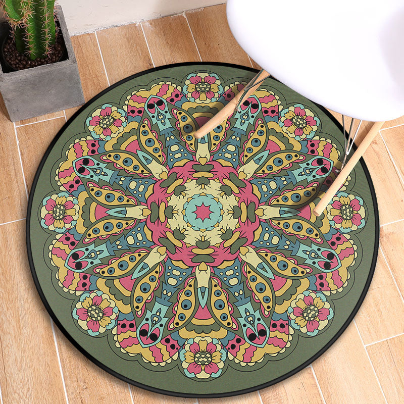 Mandala Tribal Mandala Rug Interior Multi Color Síntesis de alfombra marroquíes Anti-Slip Stain Resistente a mascotas Rug para espacio para espacio