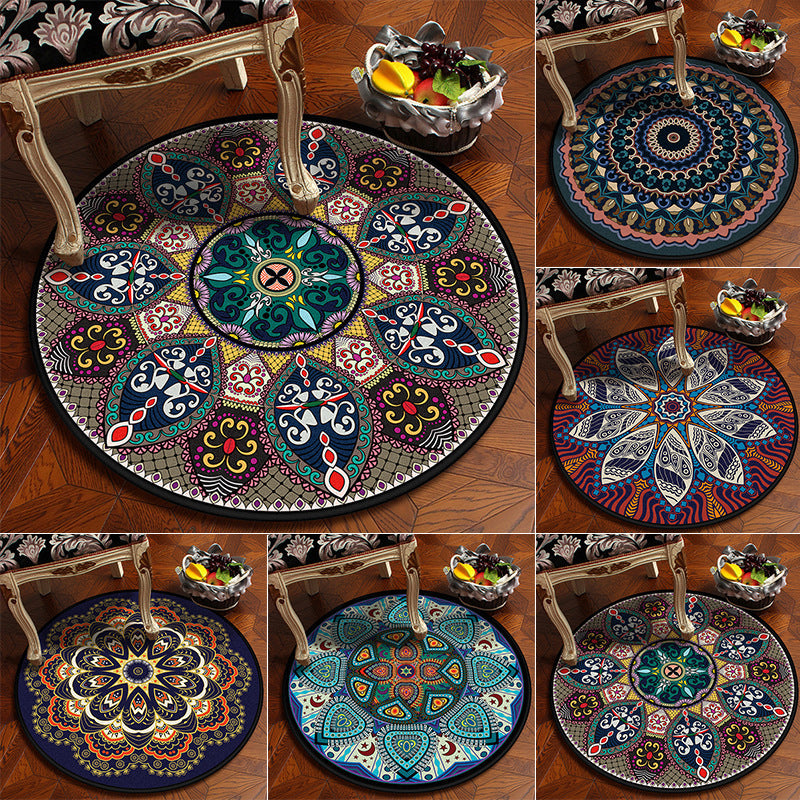 Moroccan Mandala Rug Multi-Colored Synthetics Rug Stain Resistant Anti-Slip Machine Washable Carpet for Dining Room